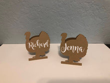 Load image into Gallery viewer, Turkey Placecards,Thanksgiving Table Setting, Turkey Name Cards, Turkey Shape, Thanksgiving Decor,Thanksiginvg place cards, turkey cut out
