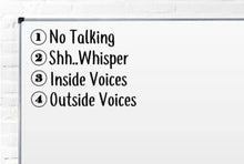 Load image into Gallery viewer, Voice Levels Deca,l Vinyl Decal for Classroom, Elementary School, Whiteboard Decal, Chalkboard Decal, Voice Levels, Back to School Decals,