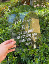 Load image into Gallery viewer, Momosa Bar sign, Mimosa Bar sign, acrylic baby shower decor // momosa bar // mimosa bar, baby shower, bridal , shower sign, bridal shower,