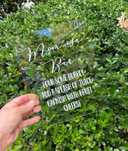 Load image into Gallery viewer, Momosa Bar sign, Mimosa Bar sign, acrylic baby shower decor // momosa bar // mimosa bar, baby shower, bridal , shower sign, bridal shower,