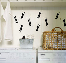 Load image into Gallery viewer, Clothespins Laundry Wall Decals - Laundry Room Decals - Laundry Decor - Laundry Pins Set, Clothespin Decals, Laundry room decor, laundry roo