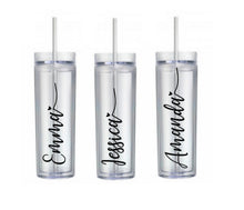 Load image into Gallery viewer, wine tumbler with lid and straw Bridal shower favors Personalized Bridesmaid Gifts rose gold Bride, Custom tumbler, wine tumbler, vacation