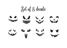 Load image into Gallery viewer, Halloween Faces Vinyl Decals, Set Of 8 For Pumpkins, mugs, cups, custom jack of lantern, outdoor decals, pumpkin decal, pumpkin decor, cut