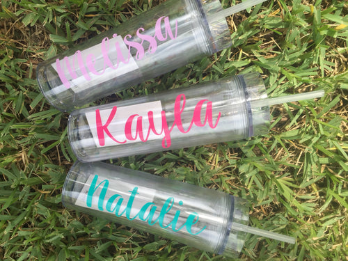 Skinny Tumbler Personalized Cup, Bachelorette Gift for Bride and Bridesmaids with straw, Bridal gift, skinny tumbler personalized, tumbler