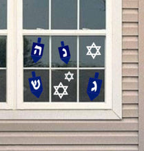 Load image into Gallery viewer, Hannukah decals, dreidal decals, hannukah window decal, holiday window decal, dreidal window decal, holiday windows, hannukah decor