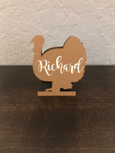 Load image into Gallery viewer, Turkey Placecards,Thanksgiving Table Setting, Turkey Name Cards, Turkey Shape, Thanksgiving Decor,Thanksiginvg place cards, turkey cut out