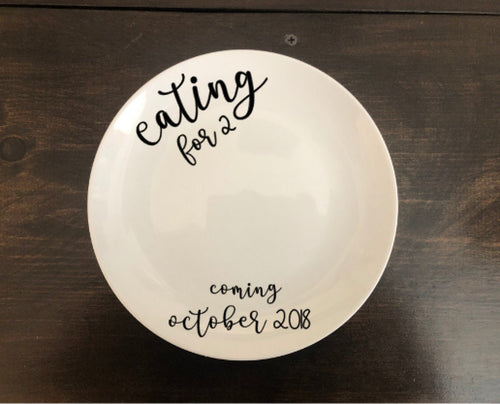 Pregnancy Announcement,Eating For Two Bowl,Hand Painted Eating For Two Pregnancy Announcement,Hand Painted,Unique Announcement,Plate