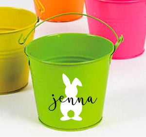 Custom Name Easter Bunny Bucket Decal,Easter Bunny Pail Decal,Custom Easter Bunny Decal,Easter Basket Decal,Vinyl Easter Decal, Vinyl Decal