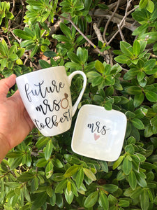 Bride gift box set- future mrs box set- personalized bride mug gift set- future mrs mug ring dish set- bride box- bride engagement gift idea