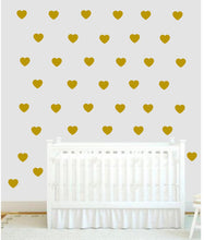 Load image into Gallery viewer, Heart wall decals, Nursery wall decal, Gold heart wallpaper, Accent wall decals,Heart wall decor Peel and stick heart stickers,Nursery Decor