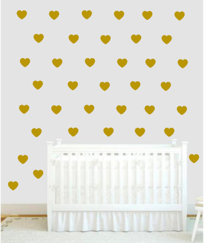 Heart wall decals, Nursery wall decal, Gold heart wallpaper, Accent wall decals,Heart wall decor Peel and stick heart stickers,Nursery Decor