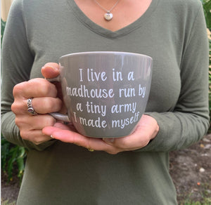 I live in a madhouse run by a tiny army that i made myself mug, mother's Day gift, coffee mug for mother, unique Mother's Day,Valentines Mug