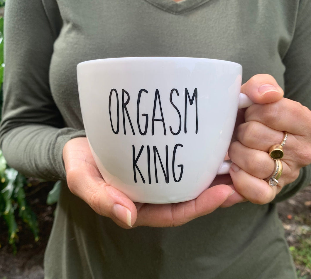 Orgasm King,Couple Mug Gift,Gift for Him,Valentines Gift,Boyfriend Girlfriend Gift,Funny Gift for Him,Husband Mug,Thanks for the Orgasms