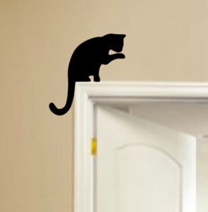 Wood Cat Door Topper- Cat door Decal, Cat Decoration, Cat Sticker, Door Cat Sticker,Door Decal, Cat Door Frame, Cat Door Frame Sticker