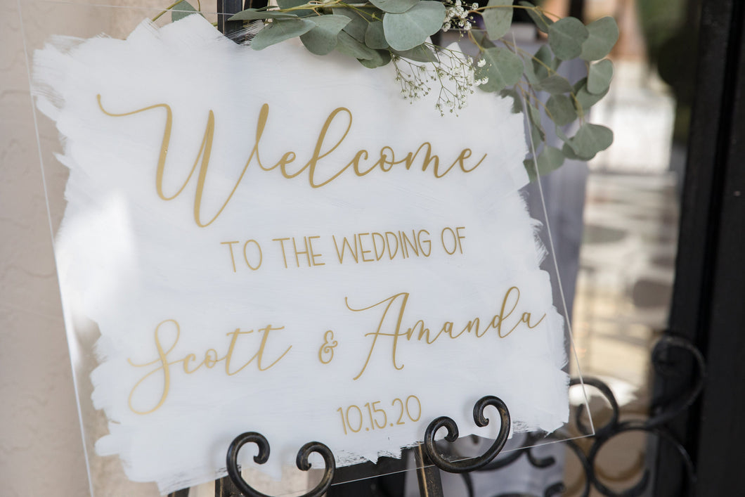 Hand Lettered Acrylic Wedding Sign, Wedding Welcome Sign, Calligraphy Wedding Sign, Wedding Ceremony Sign, Painted Acrylic Wedding Sign,