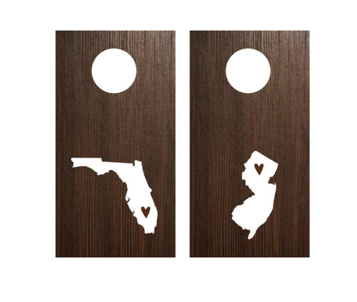 Decal only Home State Cornhole Decals Set of 2,Vinyl Stickers Personalized Name City Sports Monograms Home State Wedding Party Custom