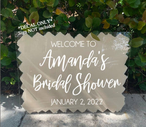 DECAL ONLY Bridal Shower Vinyl Decal for Sign Making Welcome to Bridal Shower Entrance Sign Decal for Shower Mirror Bridal Shower Decor