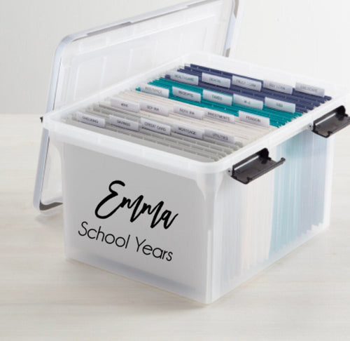 Personalized School Organization File Tote Labels - Custom Name Labels - Personalized Name Decals- Important Document Container- School Memo