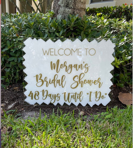 Bridal Shower Vinyl Decal for Sign Making Welcome to Bridal Shower Entrance Sign Decal for Shower Mirror Pink and Gold B