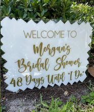Load image into Gallery viewer, Bridal Shower Vinyl Decal for Sign Making Welcome to Bridal Shower Entrance Sign Decal for Shower Mirror Pink and Gold B