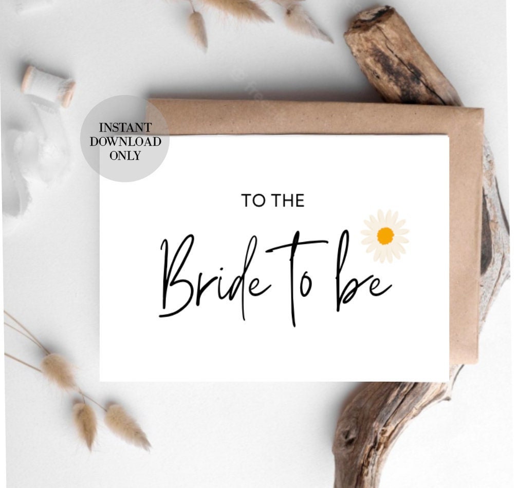Printable Card: To The Bride To Be / Instant Download PDF / Boho Bridal Shower Card Template/ Printable bride to be/ Printable card/Sunflowe