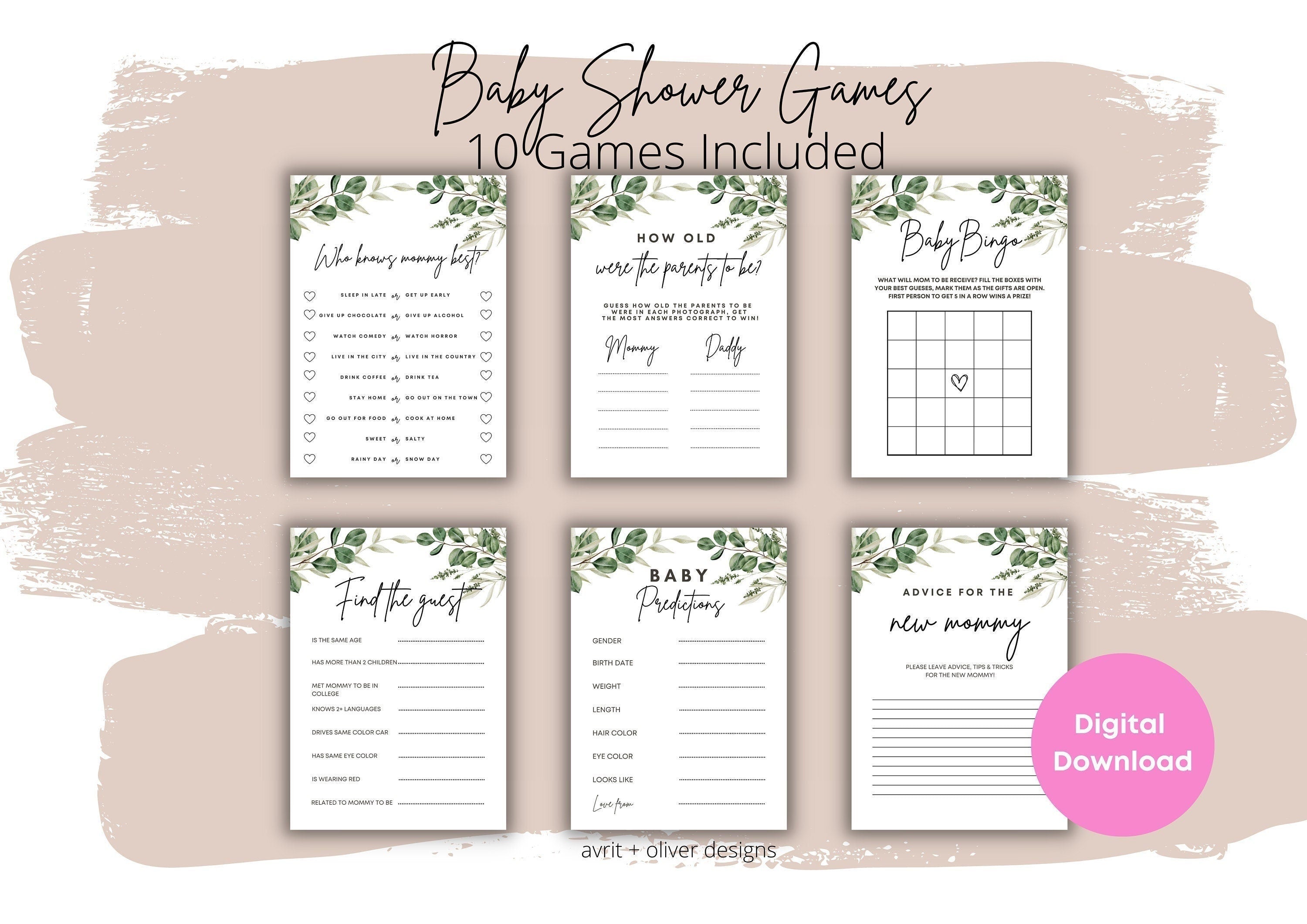 36 Editable Eucalyptus Baby Shower Games - Editable Games