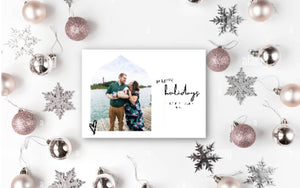 Modern Photo Holiday Card Arch, Modern Christmas Card Template, Printable Minimalist Christmas Card, Simple Horizontal Holiday Card, Modern