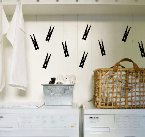 Clothespins Laundry Wall Decals - Laundry Room Decals - Laundry Decor - Laundry Pins Set, Clothespin Decals, Laundry room decor, laundry roo