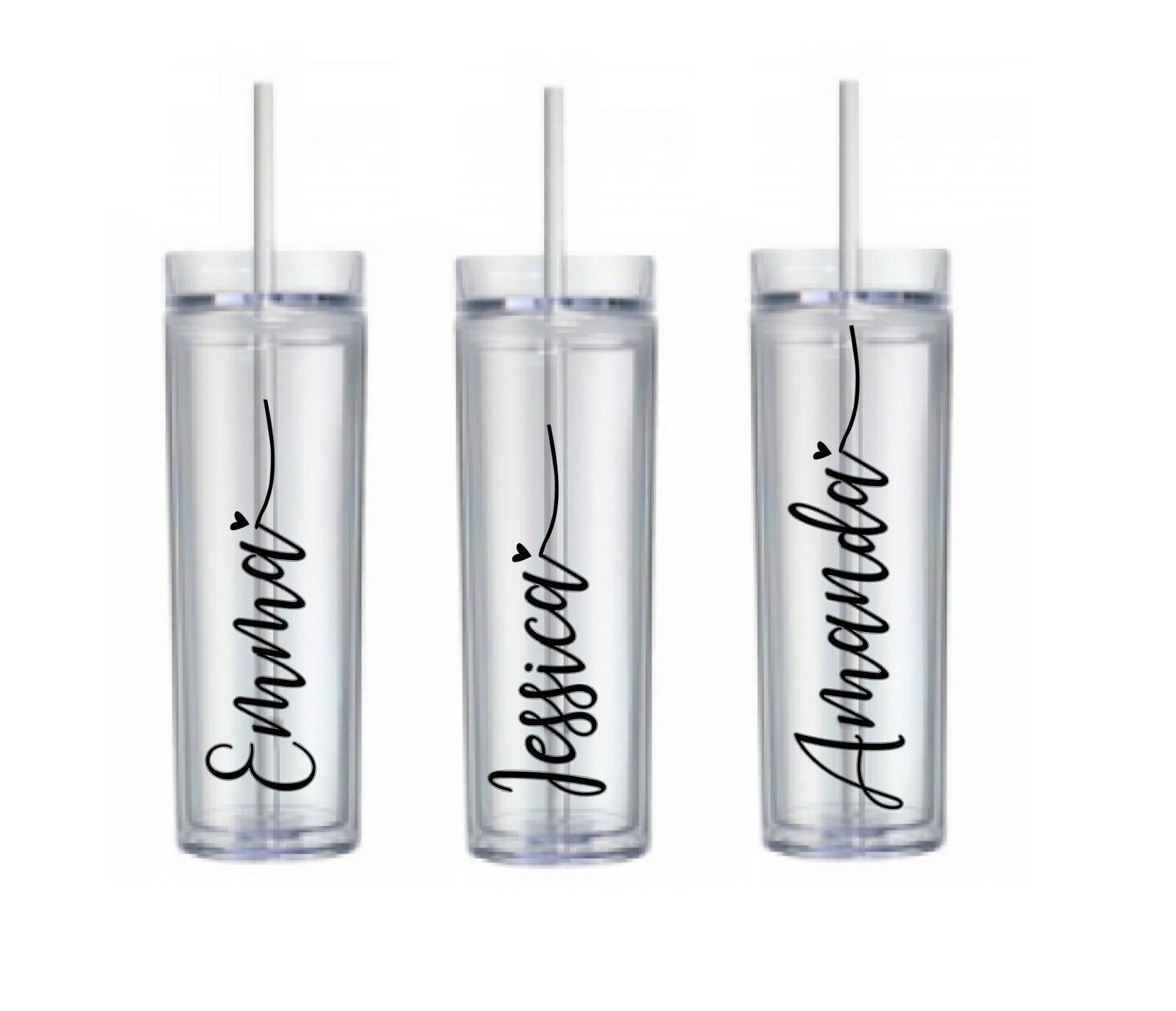 Personalized Tumbler With Lid and Straw, Bridesmaids Gifts