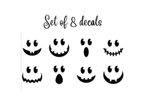 Ghost Faces Vinyl Decals, Set Of 8 For Pumpkins, mugs, cups, custom ghost, outdoor decals, ghost decal, ghost decor, cute ghost faces, ghost