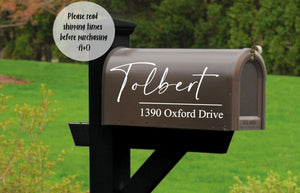 Custom Name & Address Mailbox decal - Mailbox Personalization, Custom Mailbox Decal, Mailbox Sticker, Address Sticker, Personalized Mailbox