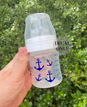 Load image into Gallery viewer, Daycare name labels, baby bottle decals, nautical baby decals. nautical baby bottle. anchor decals, baby bottle decal for boy, baby bottle