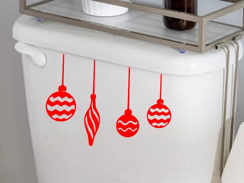 Toilet Peekers | Christmas Vinyl Toilet Decal | Holiday Decor | Bathroom Decor, Toilet Decals, Christmas toilet decals, ornament decals