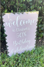 Load image into Gallery viewer, Rose Gold Birthday Decorations, 50th Birthday Welcome Sign, 50 Birthday Party Sign, Welcome Birthday Poster, 50th Birthday acrylic sign,50th