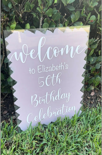 Rose Gold Birthday Decorations, 50th Birthday Welcome Sign, 50 Birthday Party Sign, Welcome Birthday Poster, 50th Birthday acrylic sign,50th
