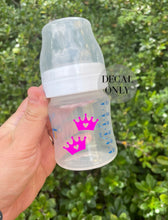 Load image into Gallery viewer, Daycare name labels, baby bottle decals, fancy baby decals. fancy baby bottle. cute girly decals, baby bottle decal for girl, baby bottle=