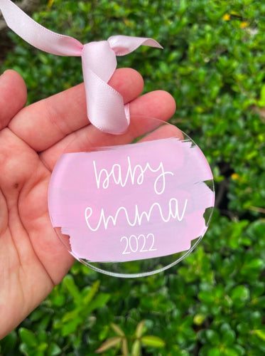 Painted Acrylic Christmas Ornament,Personalized Christmas Ornament, Custom Ornament,Babies first christmas Ornament,First Christmas Ornament