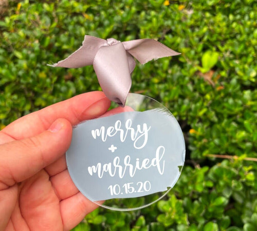 Painted Acrylic Christmas Ornament,Personalized Christmas Ornament, Custom Ornament,Just married christmas,Ornament,First Christmas Ornament